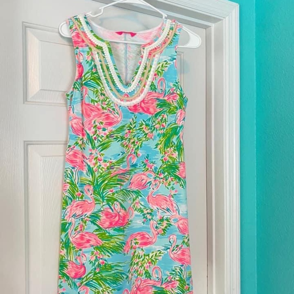 Lilly hard to find flamingo print cotton super soft shift!
